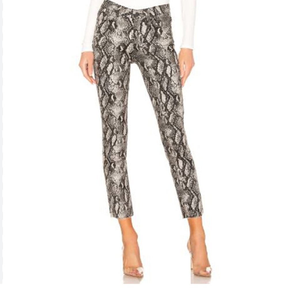 PAIGE sz 29 Hoxton Roccia Snake Raw Hem High-Rise Slim Cropped Jeans